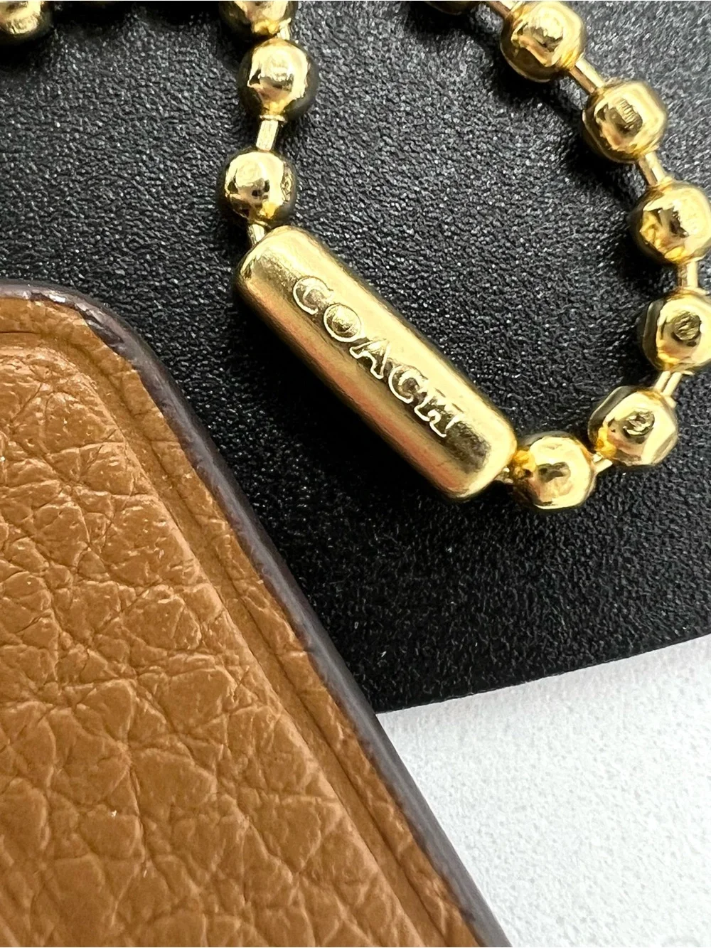 Coach Rainbow Pride Leatherware Hang Tag Bag Charm Saddle Brown Gold EUC